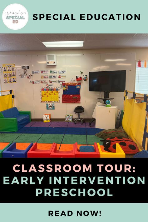 Early Intervention Preschool Classroom Tour - Simply Special Ed Special School Classroom, Special Ed Preschool Classroom, Special Ed Preschool Classroom Setup, Special Ed Preschool Activities, Special Ed Classroom Setup Elementary, Ecse Classroom Setup, Special Needs Classroom Setup, Special Ed Preschool, Preschool Special Education Classroom