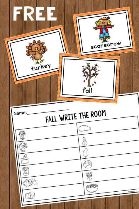 Fall Writing Activities Preschool, Fall Writing Kindergarten, Fall Write The Room, Fall Kindergarten Crafts, Fall Literacy Centers, Fall Writing Activities, Thanksgiving Classroom Activities, Thanksgiving Activities For Kindergarten, Kindergarten Writing Activities