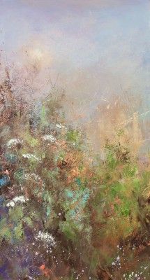 Amanda Hoskin, Painting With Flowers, Seascape Artists, Floral Art Paintings, Oil Painting Gallery, Contemporary Landscape Artists, Red Rag, Oil Painting Inspiration, Misty Morning