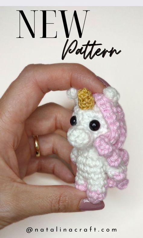 Mini Unicorn Crochet Pattern, Mini Crochet Unicorn Pattern Free, How To Crochet A Unicorn, Beginner Crochet Unicorn, Unicorn Pattern Crochet, Crochet Small Unicorn, Crochet Unicorn Keychain Free Pattern, Mini Crochet Unicorn, Easy Crochet Unicorn