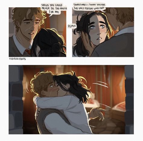 Remus And Sirius, Marauders Fan Art, Gay Harry Potter, Harry Potter Comics, Harry Potter Ships, Harry Potter Headcannons, All The Young Dudes, Harry Potter Marauders, Harry Potter Fan Art