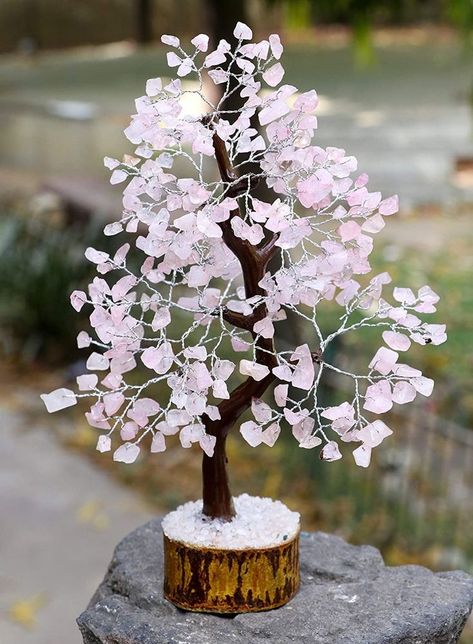 Rose Quartz Crystal Tree of Life - Chakra Tree for Positive Energy, Feng Shui Decor - Handmade Gemstone Tree, Good Luck Money Tree Bonsai, Pink Healing Crystals - Meditation Stones, Spiritual Gift Money Tree Bonsai, Healing Tree, Rose Quartz Meaning, Crystal Tree Of Life, Quartz Meaning, Chakra Tree, Gemstone Tree, Tree Handmade, Feng Shui Decor