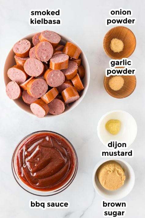 Crockpot Bbq Smoked Sausage, Baked Barbecue Sausage, Kielbasa Dipping Sauce, Bbq Sausage Bites Crock Pot, Bbq Smoked Sausage Bites Crockpot, Easy Kielbasa Crockpot Recipes, Barbecue Smokies In Crockpot, Keilbasa Appetizer Recipe, Kielbasa Bites Crockpot