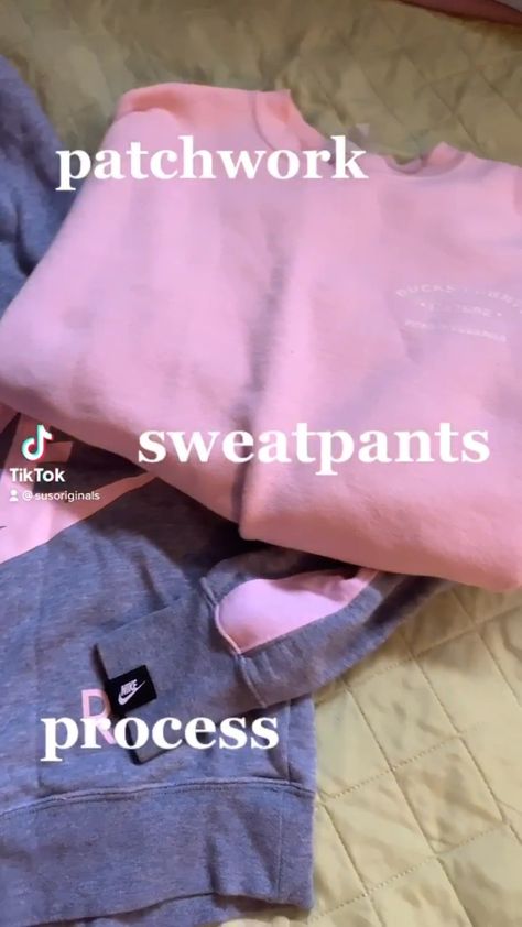 Diy Sweatsuit Ideas, Reworked Sweatpants Diy, How To Make Sweatpants, Patchwork Sweatpants Pattern, How To Make Patchwork Sweatpants, Patchwork Sweatpants Diy, How To Sew Sweatpants, Patch Work Sweatpants, Sweatpants Design Ideas