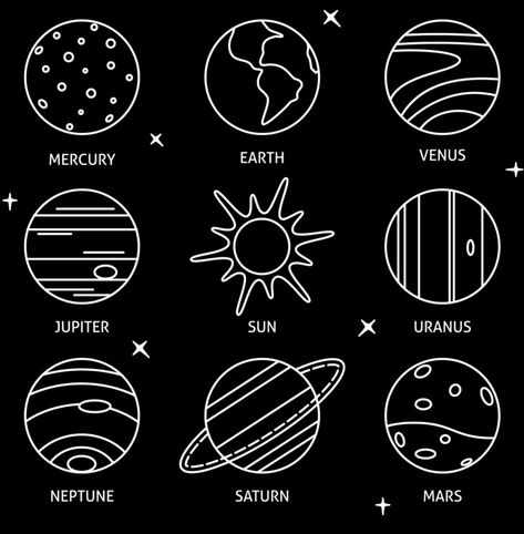 Planet Icon, Planet Drawing, Sun Icon, Systems Art, Planet Tattoos, Solar System Planets, 자수 디자인, Icon Collection, Hand Embroidery Patterns