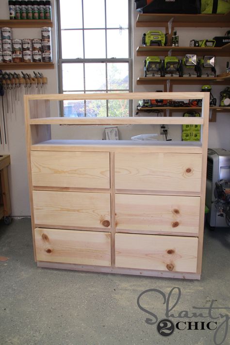 dresser-ready-to-stain Diy Dresser Build, Dresser Build, Dresser Woodworking Plans, Carpentry Ideas, Dresser Plans, Dresser Diy, Storage Dresser, Pallets Diy, Woodwork Diy