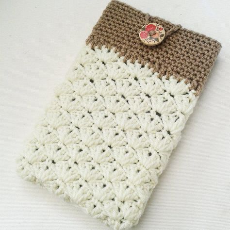 Crochet Tablet Case, Crochet Ipad Case, Crochet Laptop Case, Light Brown Top, Purse Covers, Cotton Baby Blankets, Tablet Cover, Tablet Sleeve, Accessories Handmade