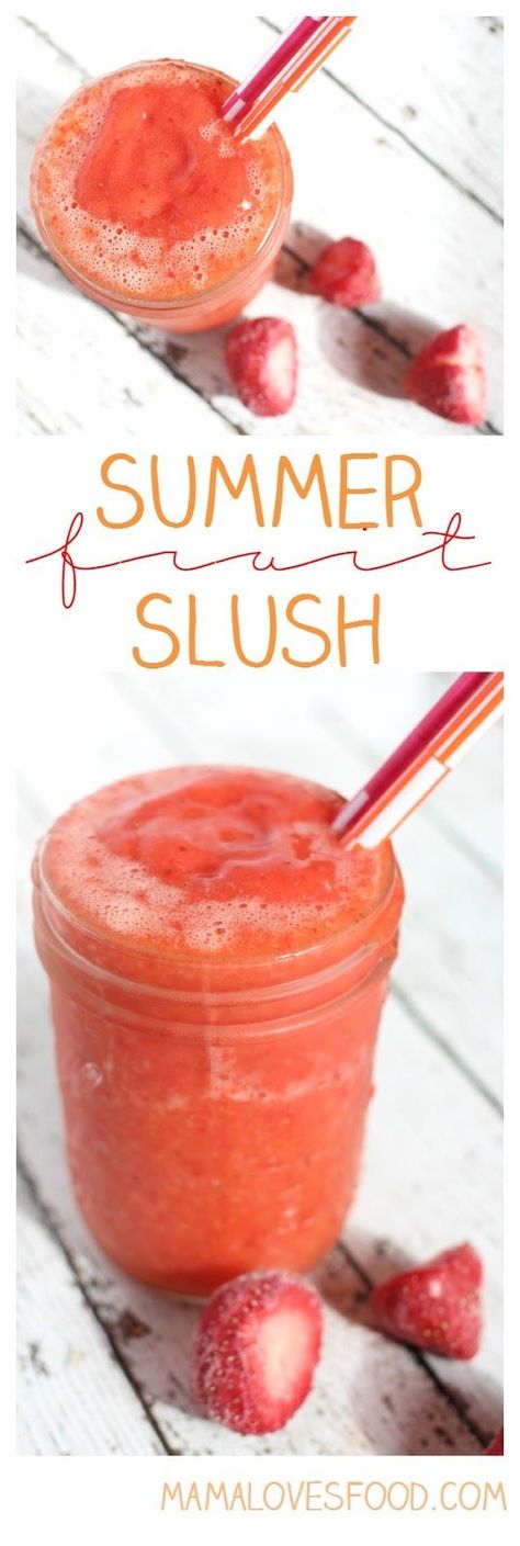 Summer Fruit Slushes - Only TWO Ingredients Alcoholic Slush Recipes, Fruit Slushies, Slush Recipes, Fruit Slush, Fruit Recipe, Slushie Recipe, Strawberry Lime, Recipe Simple, Mixed Drinks Recipes