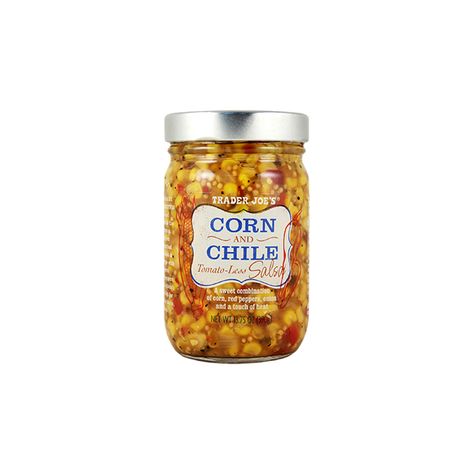 Corn and Chile Tomato-Less Salsa Trader Joes Corn Salsa, Trader Joes Appetizers, Best Trader Joes Products, Trader Joes Food, Trader Joe's Products, Trader Joes Recipes, Peanut Butter Pretzel, Corn Dip, Corn Salsa