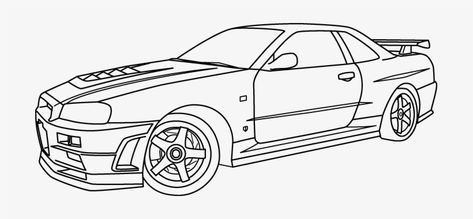 Nissan Skyline R34 Sketch, Gtr Coloring Pages, Nissan Gtr Art, Gtr Tattoo, Skyline Gtr R34 Drawing, Nissan Skyline R34 Drawing, Nissan Gtr Drawing, Gtr Drawing, Nissan Gtr 34