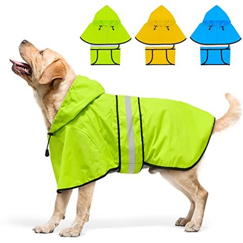 Dolitego Dog Raincoat - Reflective Dog Rain Coat, Waterproof Dog Jacket, Adjustable Dog Rain Jacket with Hoodie, Lightweight Dog Poncho Slicker for Small Medium Large Dogs (XX-Large, Green) Dog Rain Coat, Dog Poncho, Waterproof Dog Coats, Dog Raincoat, Dog Safety, Hooded Raincoat, Large Dog Breeds, Dog Jacket, Winter Dog