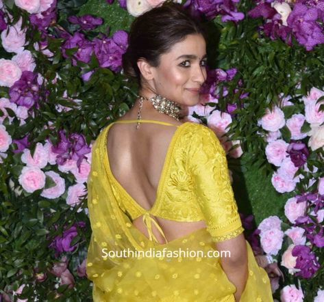 Celebrity Blouse Designs 2019 that are Totally Drool-Worthy! Alia Bhatt Saree Blouse Designs, Half Sleeves Blouse Designs, Bollywood Blouse Designs, Celebrity Blouse Designs, Latest Simple Blouse Designs, Half Sleeve Blouse Designs, Sari Blouse Styles, Blouse Back Neck Design, Back Neck Design