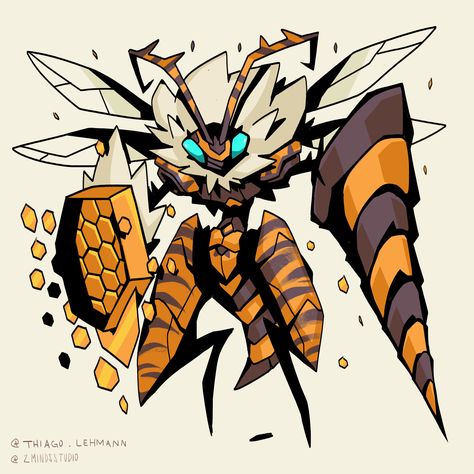 Bug Fantasy Art, Bug Character, Thiago Lehmann, Monster Concept Art, Insect Art, Bee Art, Fantasy Creatures Art, Monster Design, Creature Concept Art