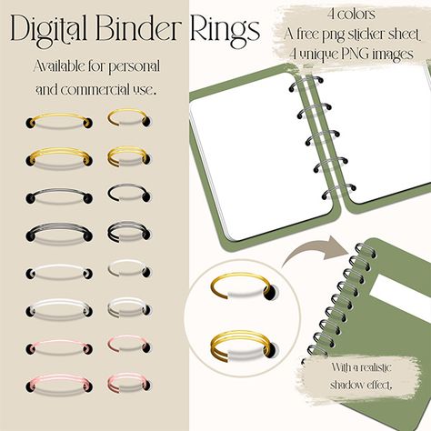 Realistic Planner Rings on Behance Binder Rings Png, Digital Planner Rings, Digital Binder Rings, Planner Rings, Digital Binder, Binder Rings, Planner Binder, Digital Planners, Digital Planner