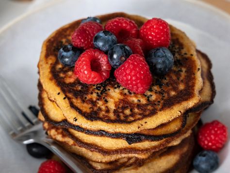 Recipe + Video: Easy Almond Flour Pancakes & Frittata, Perfect Brunch for Stable Blood Sugar — Casey Means MD Power Bowl Recipe, Einkorn Recipes, Almond Flour Pancakes, Flour Pancakes, Brunch Spread, Berry Compote, Healthy Tacos, Perfect Brunch, Food Log