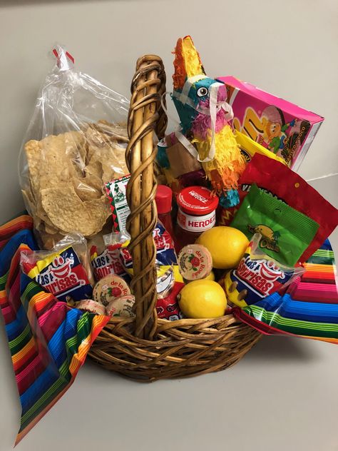 Mexican Candy Gift Basket, Fiesta Themed Gift Basket, Mexican Candy Basket, Cinco De Mayo Basket Ideas, Fiesta Gift Basket Ideas, Cinco De Mayo Gift Basket Ideas, Mexican Themed Gift Basket, Fiesta Gift Basket, Mexican Gift Basket