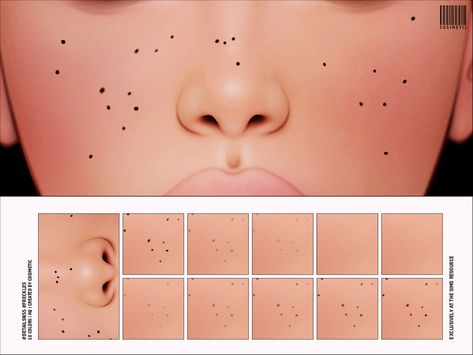 The Sims Resource - Details N55 FRECKLES Sims 4 Moles And Freckles, Sims Skins, Sims Makeup, Aesthetic Sims, The Sims 4 Skin, Face Details, Makeup Cc, Cc Mods, Skin Details