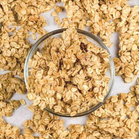 Easy Gluten Free and Nut Free Granola - Living Beyond Allergies Homemade Gronala, Gluten Free Nut Free Granola, Nut Free Granola Recipe, Nut Free Granola Bars, Gluten Free Granola Recipe, Nut Free Granola, Vegan Breakfasts, Baked Granola, Healthy Bars