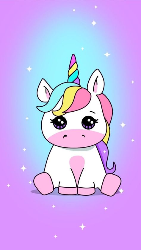 Cartoon Unicorn, Purple, Kawaii