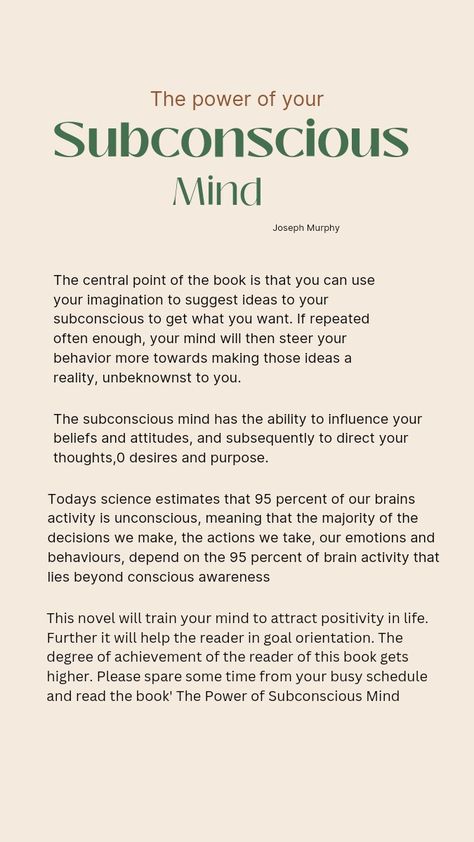 Subconscious mind | Joseph Murphy Dr Joseph Murphy, Self Love Books, Soul Retrieval, Murphy Law, Joseph Murphy, Brain Activities, Get What You Want, Subconscious Mind, Love Book