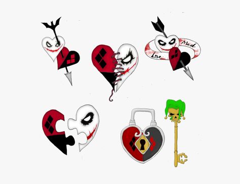 Small Harley Quinn Tattoo, Joker And Harley Quinn Tattoo Couples, Mad Love Tattoo, Harley Quinn Joker Tattoo, Harley Quinn And Joker Tattoo, Joker And Harley Quinn Tattoo, Harley Quinn Tattoos, Joker Symbol, Joker And Harley Tattoo