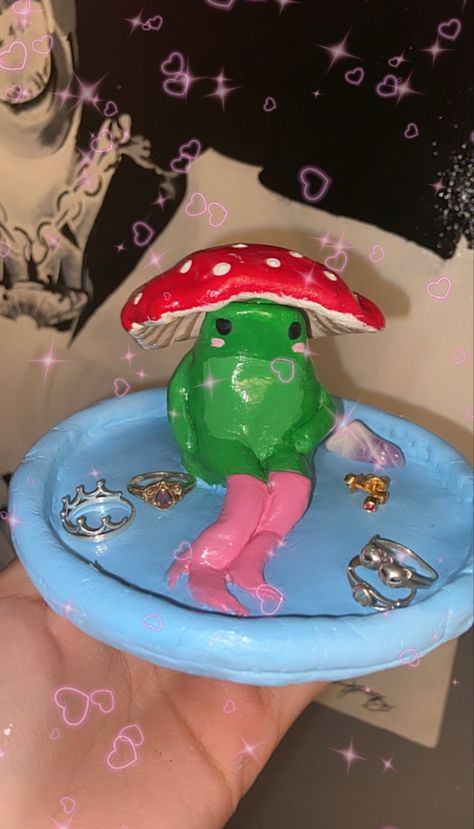 Ig @ amirah_hayess Clay Frog, Frog Mushroom, Pink Car Accessories, Mushroom Hat, Pink Car, Birthday Candles, Car Accessories, Stuffed Mushrooms, Candles