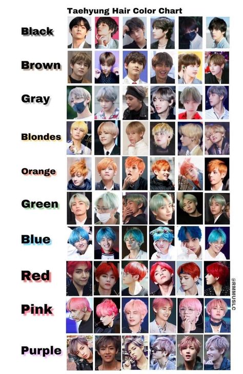 Taehyung Color Hair, Kim Taehyung Hair Color, Colors For Deep Winter, Bts Hair Color, Jungkook Hair Color, Taehyung Hair Colors, Hair Colour Chart, Taehyung Hair, Bts Hair Colors