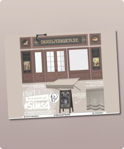 Sims 4 Furniture CC: Boulangerie Part 1 By Syboulette Syboulette Sims 4, Sims 4 Bakery Cc, Sims 4 Furniture, Furniture Cc, Bakery Interior, Sims 4 Cc Download, French Bakery, Model Nails, Tools And Toys