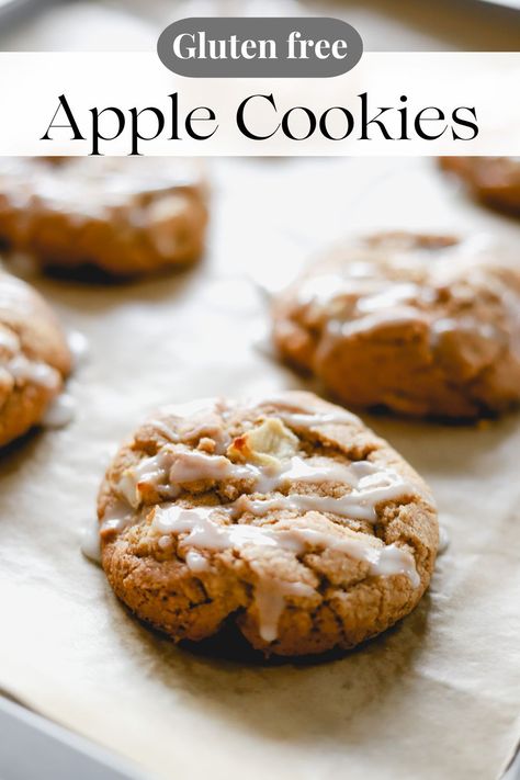 Gluten Free Apple Cookies Apple Cookies Gluten Free, Gluten Free Apple Pie Cookies, Gluten Free Cookies Easy, Apple Cookies Recipes, Gluten Free Christmas Recipes, Pumpkin Donuts Recipe, Gluten Free Apple Pie, Fall Cookie Recipes, Gluten Free Apple