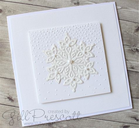 White on white Christmas card | Lily-by-Gilly White On White Cards, White Christmas Cards, Xmas Cards Handmade, White Christmas Card, Colour Challenge, Dreaming Of A White Christmas, Crafty Christmas, White Cards, Snowflake Cards