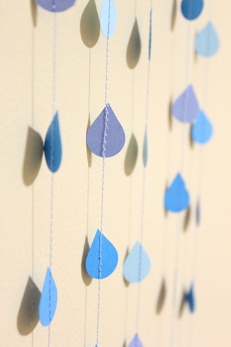 Raindrop garland via oh, hello friend: you are loved.: collection / raindrops: Paper Garland Backdrop, Raindrop Garland, Raindrop Baby Shower, Rain Baby Showers, Whimsy Decor, Gifts Table, Garland Backdrops, Sprinkle Baby Shower, Backdrop Wedding