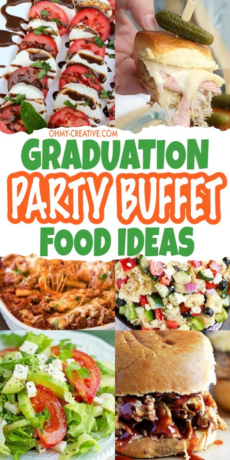 Elevate your grad party with delicious and creative food ideas that will leave your guests impressed! From easy appetizers to mouthwatering desserts, these graduation party food suggestions will delight everyone's taste buds. Make your celebration unforgettable with these graduation party menu ideas! #GradPartyFood #CelebrationEats #graduationpartyfood #Classof2024 Cheap Finger Foods For Parties, Baked Bbq Chicken Legs, Easy Graduation Party Food, Graduation Party Food Ideas, Grad Party Food, Graduation Party Food, Graduation Party Desserts, Veggie Salad Recipes, Graduation Food