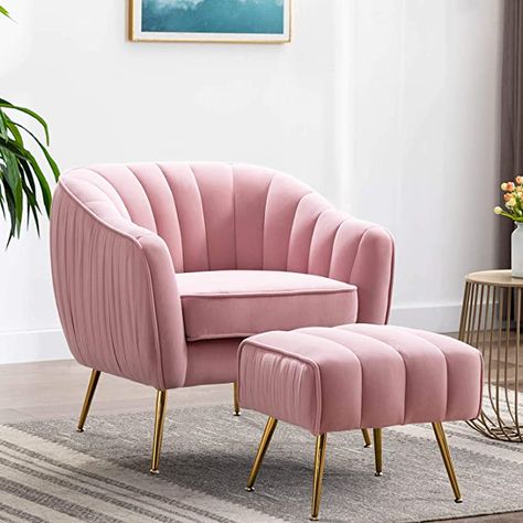 Round Couch, Pink Accent Chair, Pink Velvet Chair, Comfy Reading Chair, Armchair Sofa, Modern Club Chair, Room Furniture Design, Room Green, Luxury Furniture Living Room