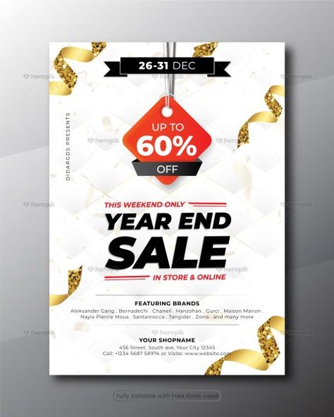 Year End Sales Promotional Flyer template - Heropik | Marketing Materials For Small Businesses Clearance Sale Poster, Product Flyer, Promotional Flyers, Flyer Layout, Year End, Marketing Materials, Flyer Template, Don't Worry, Sale Poster