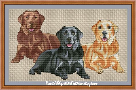 American Staffordshire Bull Terrier, Labrador Noir, Portrait Cross Stitch, Yellow Labrador, Stitch Kit, Chocolate Labrador, Cross Stitch Heart, Mini Cross Stitch, Black Labrador