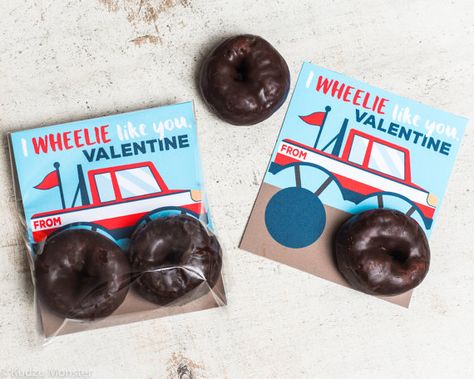 INSTANT DOWNLOAD printable monster truck donuts valentines card inserts for chocolate Hostess donettes mini donut I wheelie like you Ldr Gifts For Him, Hostess Donettes, Truck Valentine, Ldr Gifts, Valentine Notes, Bday Gifts For Him, Surprise Gifts For Him, Punny Valentines, Thoughtful Gifts For Him