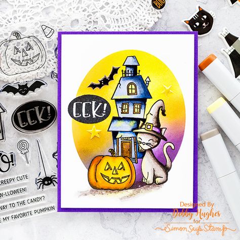 Lawn Fawn Halloween, Cute Handmade Cards, Pumpkin Mushroom, Handmade Halloween Cards, Creative Paper Crafts, Halloween Stamps, Spooky Halloween Crafts, Lawn Fawn Blog, Halloween Kit