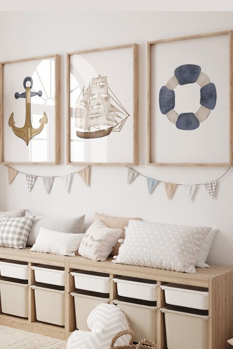 Introducing our exquisite set of 3 Nautical Nursery Prints, designed to transform your little one's space into a captivating maritime haven.Bring the allure of the sea into your child's nursery with our set of 3 Nautical Nursery Prints. Watch as their eyes light up with wonder and their imagination sets sail on countless adventures. Whether as a gift or a cherished addition to your own home, these prints will create a truly magical and inspiring environment for your little one. Safari Poster, Baby Dinosaur Nursery, Ocean Theme Nursery, Blue Gray Nursery, Teddy Bear Nursery Decor, Dino Nursery, Nursery Blue, Dinosaur Printable, Christian Nursery Decor