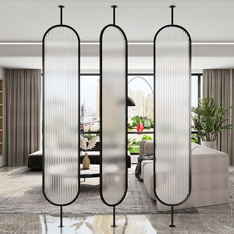 Glass Partition Designs, Modern Partition, Modern Partition Walls, Wall Partition Design, Metal Room Divider, Glass Room Divider, Modern Room Divider, Hanging Room Dividers, Divider Design