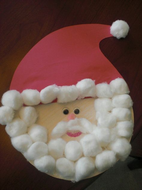 Santa with cotton ball beard art Cotton Ball Crafts, Easy Christmas Crafts For Kids, Christmas Angel Crafts, Preschool Christmas Crafts, Santa Crafts, Christmas Crafts For Kids To Make, Christmas Kindergarten, Angel Crafts, Christmas Tree Crafts