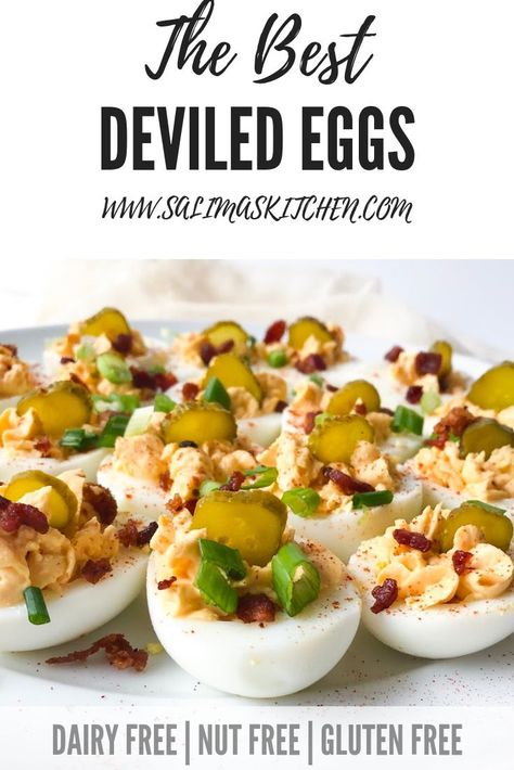 Today we're making the World's Best Deviled Eggs topped with smoked paprika, thinly sliced scallions, and crumbled bacon bits. #deviledeggs #baconbits #appetizers #salimaskitchen #glutenfreeappetizer Best Deviled Eggs Recipe, Celebration Recipes, Best Deviled Eggs, Superbowl Appetizers, Gluten Free Appetizers, Classic Appetizers, Deviled Eggs Recipe, Eggs Recipe, Deviled Egg