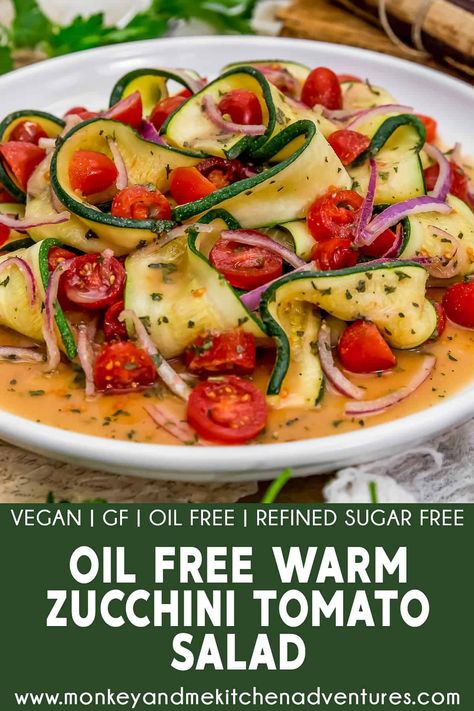 Marinated Vegetable Salad Recipes Cold, Zucchini Tomato Salad, Oil Free Vegan Salad Dressing, Oil Free Whole Food Plant Based, Oil Free Italian Dressing Vegan, Vegan Oil Free Pasta Salad, Mcdougall Recipes, Monkey And Me Kitchen Adventures, Monkey And Me