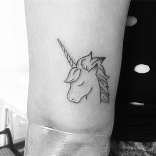 Simple Unicorn Tattoo Outline, Simple Unicorn Tattoo, Ear Piercings Two, Fine Line Small Tattoo, Side Nose Piercing, Line Small Tattoo, Elbow Drawing, Unicorn Tattoo Ideas, Side Nose