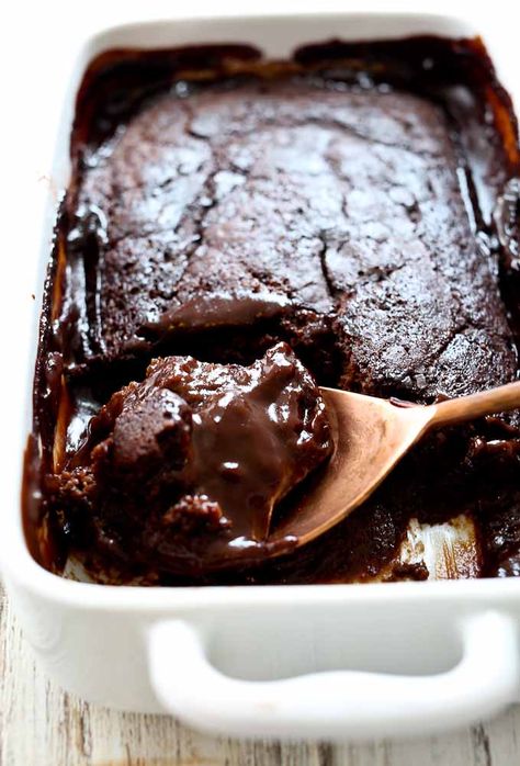 Hot Fudge Pudding Cake Vegan and Gluten Free Chocolate Protein Recipes, Hot Fudge Pudding Cake Recipe, Hot Fudge Pudding Cake, Hot Fudge Pudding, Fudge Pudding Cake, Fudge Pudding, Pudding Cake Recipe, Hot Fudge Cake, Vegan Pudding