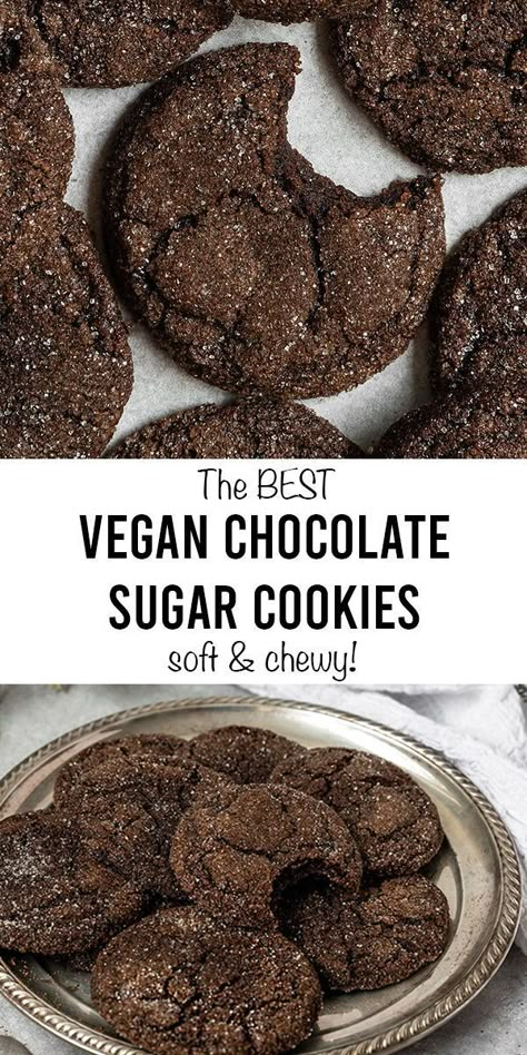 Vegan Fall Cookie Recipes, Vegan Cocoa Powder Recipes, Dairy Free Chocolate Cookies, Christmas Cookies Vegan, Soft Chewy Cookies, Chocolate Cookie Recipe, Vegan Chocolate Cookies, Cookies For Christmas, Vegan Christmas Cookies