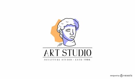 Great logo template that features a sculpture and the caption "Art studio". Create your new business logo! Use this logo template and design your own professional logo to place on business cards, social media, your website and more. Logo For Painting Artist, Art Shop Logo, Art Club Logo, Art Studio Logo Design, Art Studio Logo, Artist Logo Design, Spa Logo Design, Sculpture Studio, Typographic Logo Design