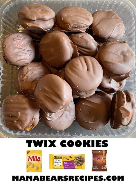 Twix Cookies - Twix Cookie Sandwiches 3 Ingredient Twix Cookies, Nilla Wafer Twix Bites, Twix Cookies With Vanilla Wafers, Nilla Wafer Twix Cookies, Twix Bars With Vanilla Wafers, Nilla Wafer Cookies, 3 Ingredient Twix Bites, Vanilla Wafer Christmas Cookies, Homemade Twix Cookies