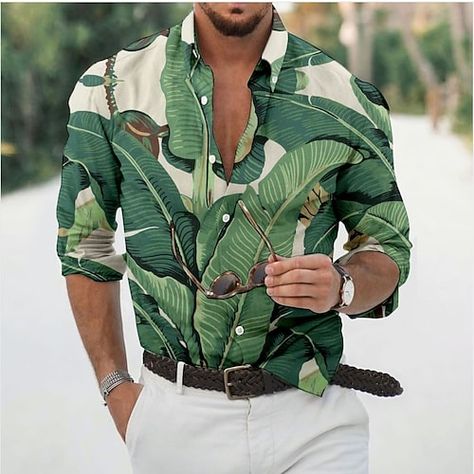 Season:Spring  Summer; Fabric:Polyester; Sleeve Length:Long Sleeve; Look After Me:Washable,Hand wash,Machine wash; Gender:Men's; Style:Breathable,Fashion,Casual; Elasticity:Micro-elastic; Tops Type:Shirt; Occasion:Vacation,Going out,Daily,Holiday; Fit Type:Regular Fit; Pattern:Leaves; Design:3D Print,Button-Down; Neckline:Turndown; Front page:FF; Listing Date:01/14/2022; Bust:; Length:; Shoulder Width:; Print Type:3D Print; Sleeve Length:null Summer Wear Men, Oversized Shirt Men, Mens Printed Shirts, Floral Long Sleeve Shirt, Graduation Outfits, Trendy Streetwear, Butterfly Shirts, Mode Casual, Long Sleeve Tops Casual