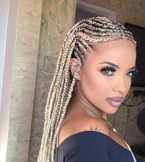 Cornrows For White Women, Blond Cornrows Black Women, Green Cornrows, Silver Braids For Black Women, White Girls With Braids, Blond Cornrows, Blonde Cornrows Braids Black Women, Braided Hairstyles For White Women, Fulani Braids Blonde