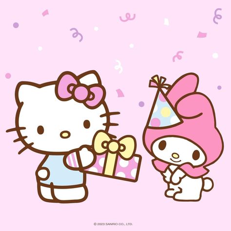 Hello Kitty Birthday Theme, Hello Kitty Imagenes, Happy Birthday Best Friend, Birthday Icon, My Melody Wallpaper, Cute Happy Birthday, Melody Hello Kitty, Hello Kitty Characters, Hello Kit